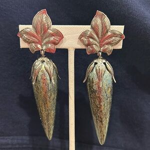 Vintage Silver Leaf Statement Earrings-Boutique